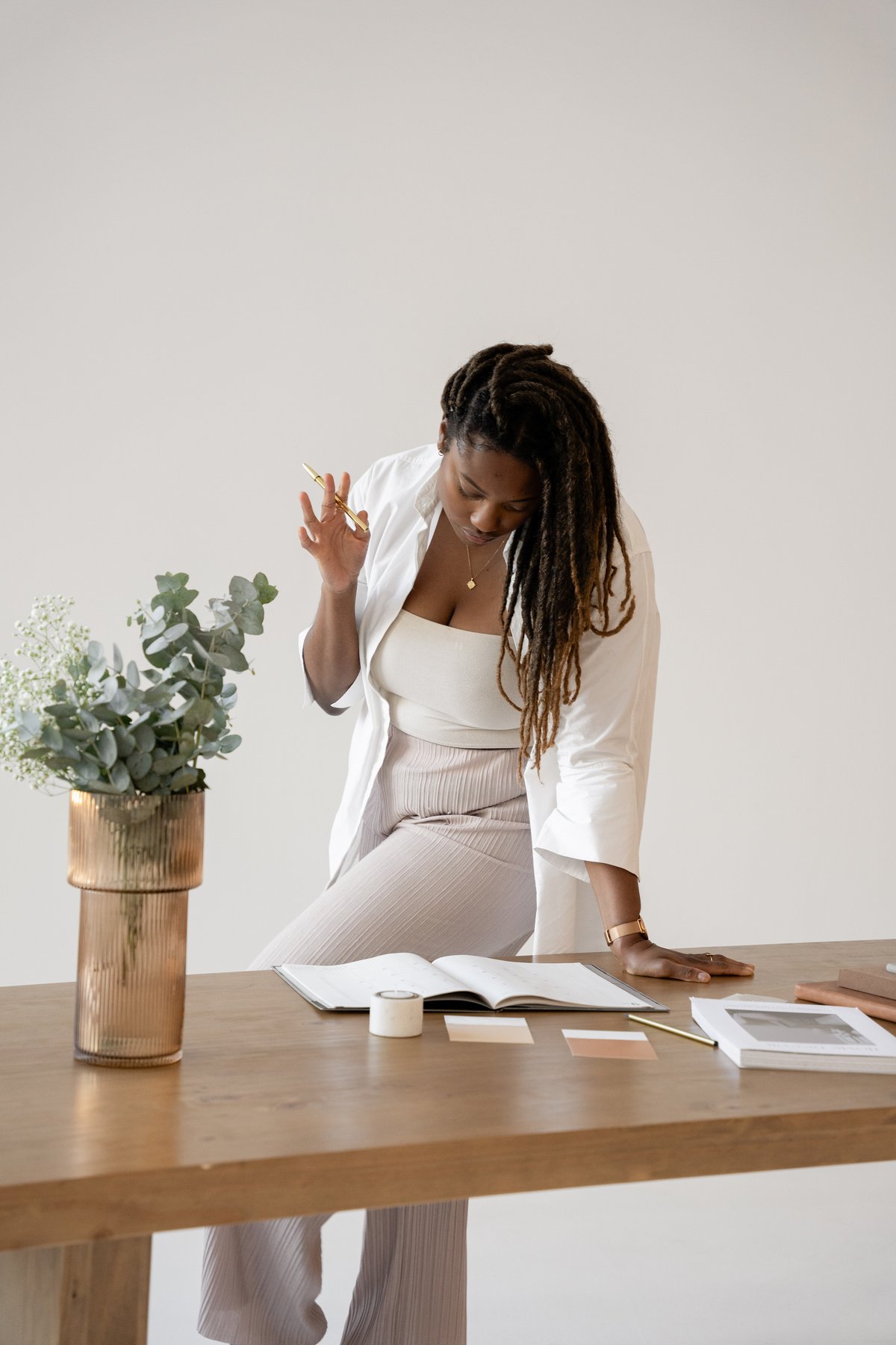 Elegant Office Business Woman By Her Work Desk